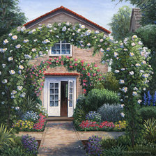 Схема вышивки «домик в цветах»