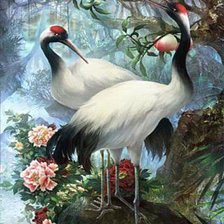 Схема вышивки «Журавли в саду»