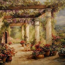 Схема вышивки «средиземноморский дворик»