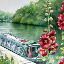 Схема вышивки «Мальвы у реки»