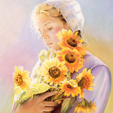 Схема вышивки «девуушка с подсолнухами»