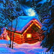 Схема вышивки «зимний домик 2»