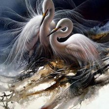 Схема вышивки «Журавли»