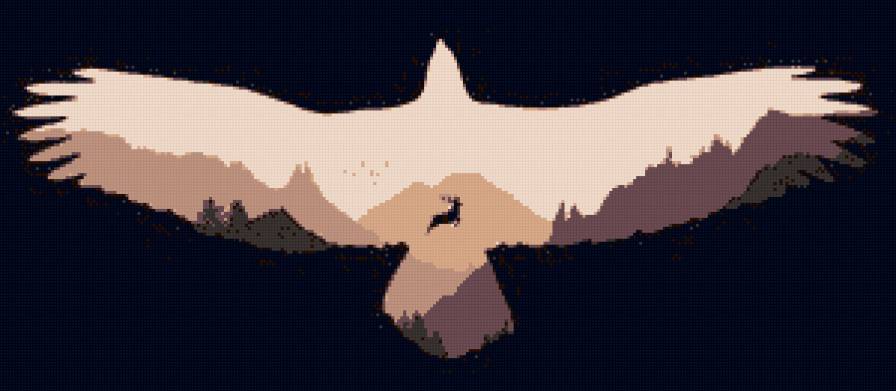 Матив - птица, природа, олень - предпросмотр