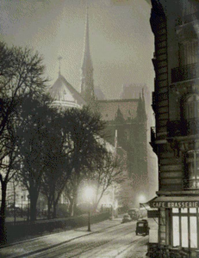 Старый город - монохром, фонарь, улица, город - предпросмотр