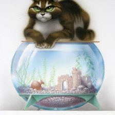 Схема вышивки «Кот и аквариум»