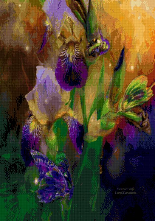 Ирисы - ирис, бабочки, цветы - предпросмотр