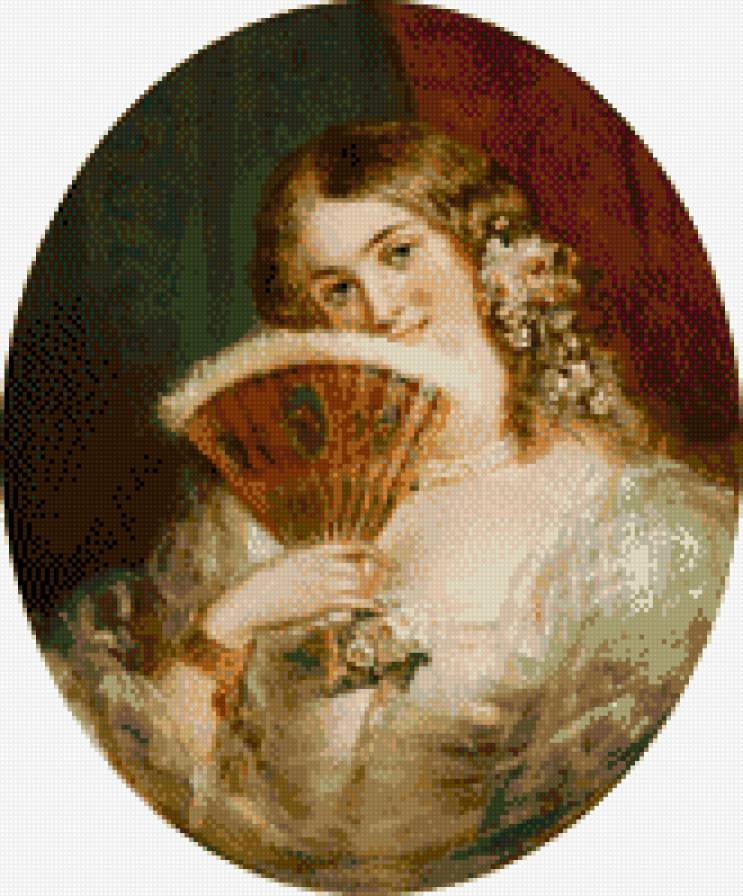 девушка с веером - веер, девушка - предпросмотр