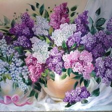 Схема вышивки «ваза и сирень»