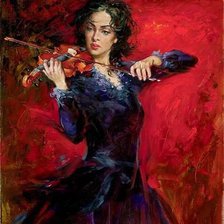 Схема вышивки «девушка со скрипкой»