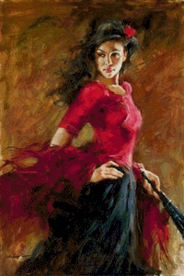 кармен - картина девушка акварель - предпросмотр