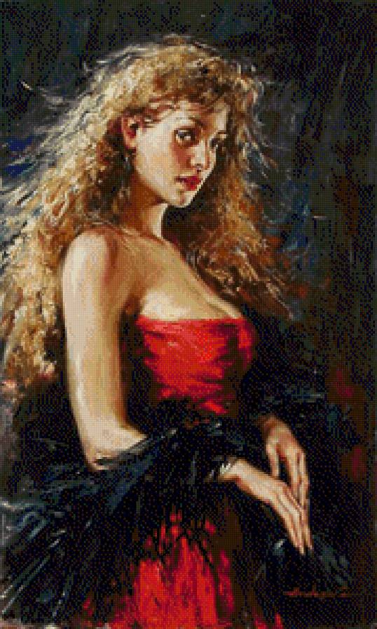 девушка - картина девушка акварель - предпросмотр