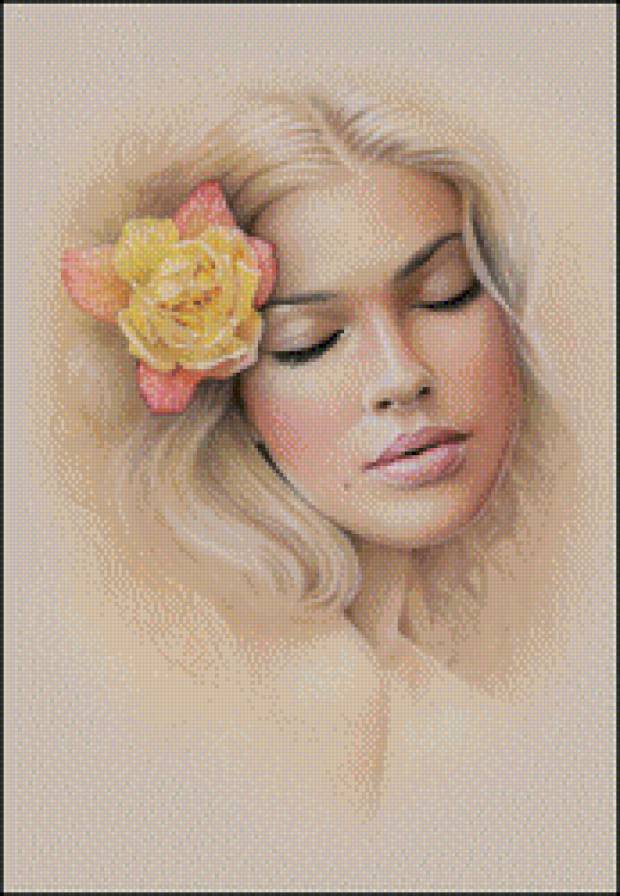 девушка с цветком - девушка - предпросмотр