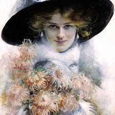 Схема вышивки «девушка  в шляпе»