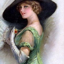 Схема вышивки «девушка в шляпе»