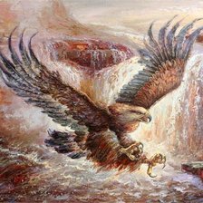 Схема вышивки «орел над водопадом»