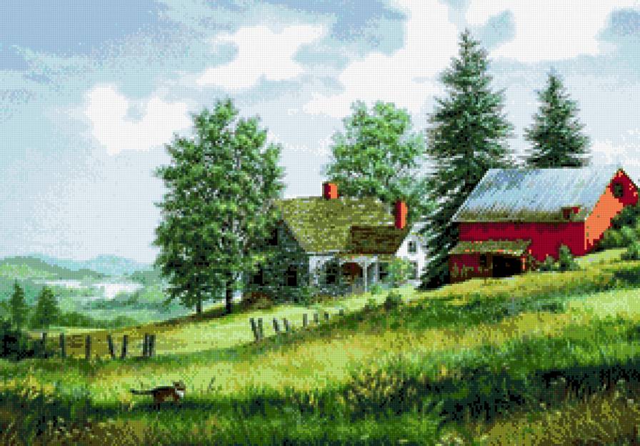 Сельские домики - дома, природа, деревня, пейзаж - предпросмотр