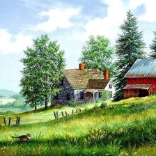 Схема вышивки «Сельские домики»