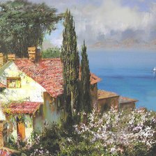 Схема вышивки «домики у моря»