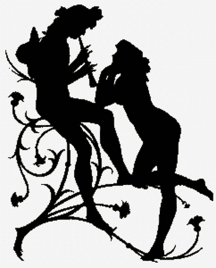 сладкая музыка - пара, силуэт, музыка - предпросмотр