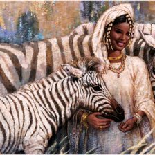 Схема вышивки «девушка с зебрами»