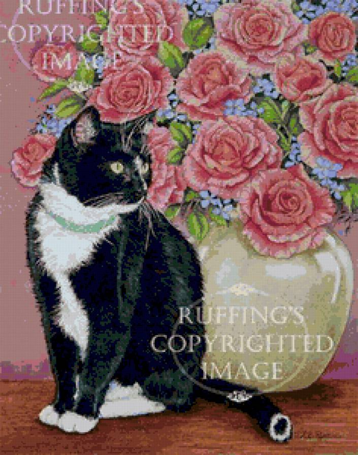 красавчик - цветы, ваза, котики - предпросмотр