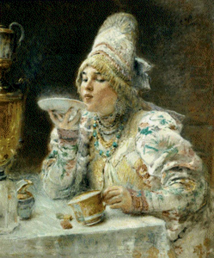Маковский К.Е. "За чаем" - русские живописци - предпросмотр