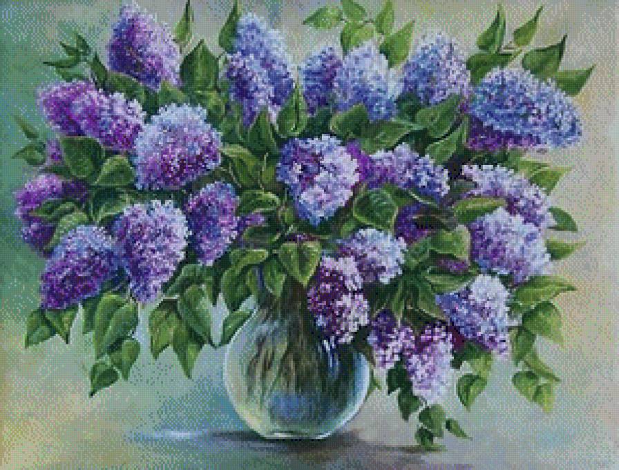 сиреневое настроение - ваза, букет, сирень, лиловые цветы - предпросмотр