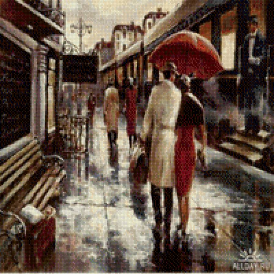 двое под зонтом - вокзал пара - предпросмотр