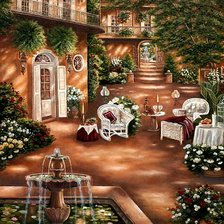 Схема вышивки «Дворик с фонтаном»