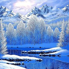 Схема вышивки «Голубая зима»