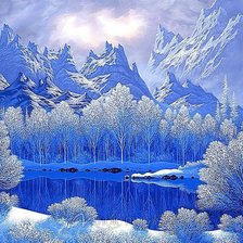 Схема вышивки «Голубая зима»