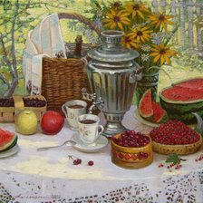 Схема вышивки «Август. На веранде»