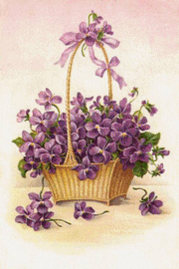 Фиалки в лукошке - предпросмотр