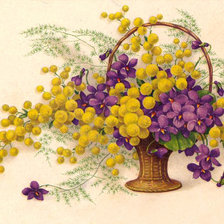 Схема вышивки «Мимозы и фиалки»