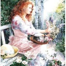 девушка с цветами