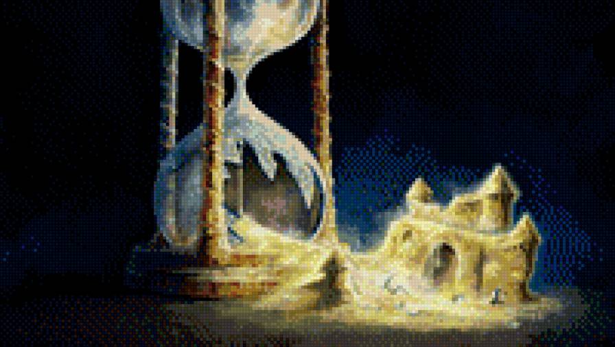 Песочные часы - часы, замок, город, стекло, песок - предпросмотр