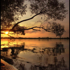 Схема вышивки «закат у реки»