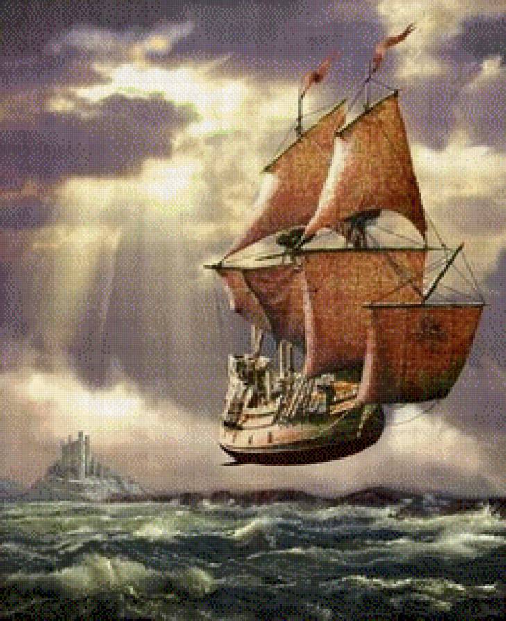 Летучий корабль - корабль, море - предпросмотр