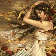 Схема вышивки «девушка и бабочки»