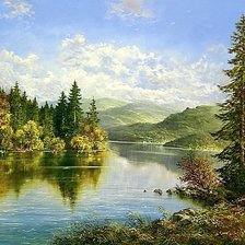 Схема вышивки «Таежное озеро»