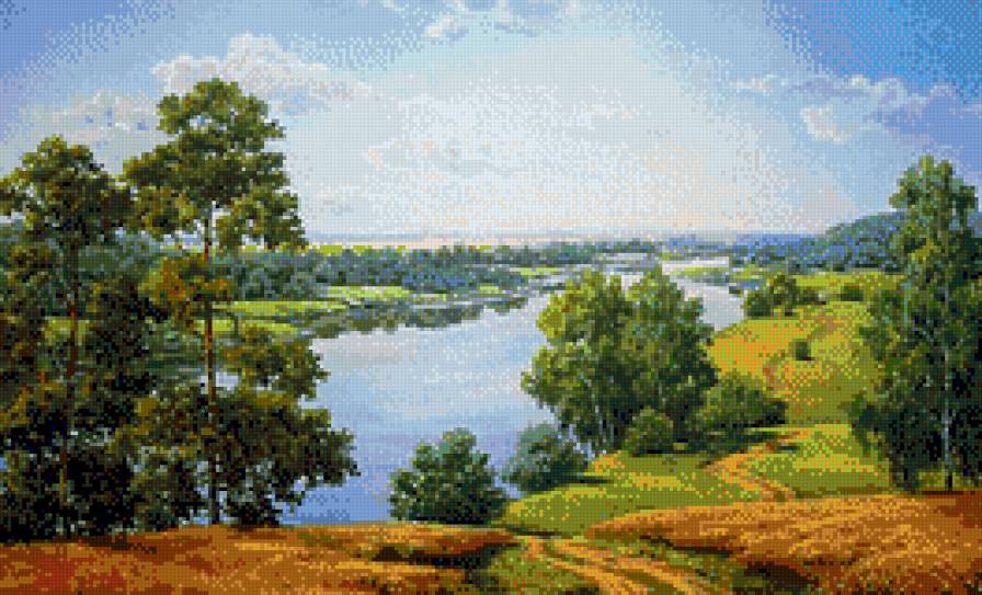 Над рекой - река, пейзаж, лето - предпросмотр