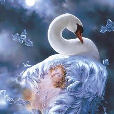 Схема вышивки «девушка  лебедь»