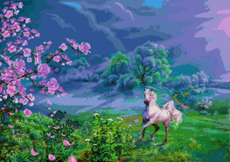 весна - весна, пейзаж, лошадь - предпросмотр