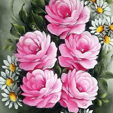 Схема вышивки «Розы и ромашки»