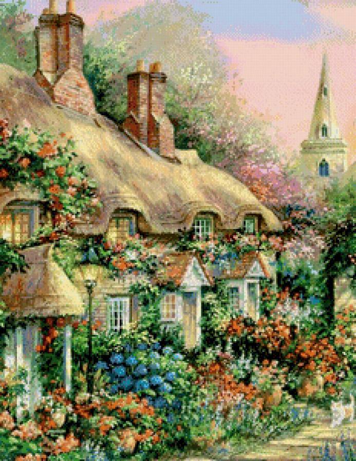 Цветущие домики - предпросмотр