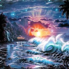 Схема вышивки «восход на море»