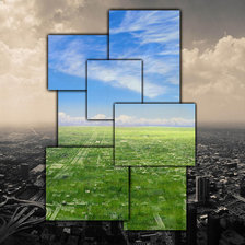 Схема вышивки «город в окне»