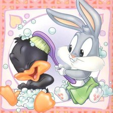 Схема вышивки «Bugs y Lucas en el baño»