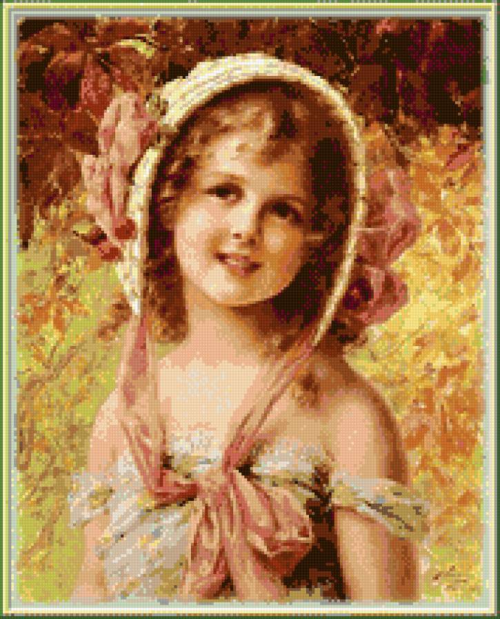 Детский портрет - девочка, сад, эмиль вернон, бежевый - предпросмотр